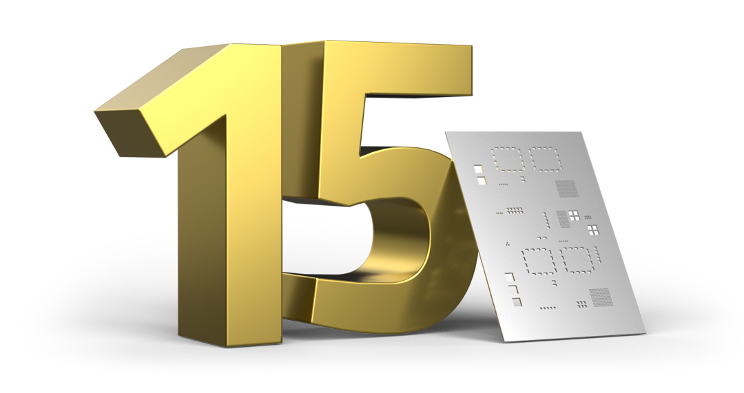 WEdirekt 15 Jahre - ECO Schablone Goldene 15 mit Schablone